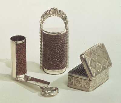 Collection of nutmeg graters, 1828-40 by English School
